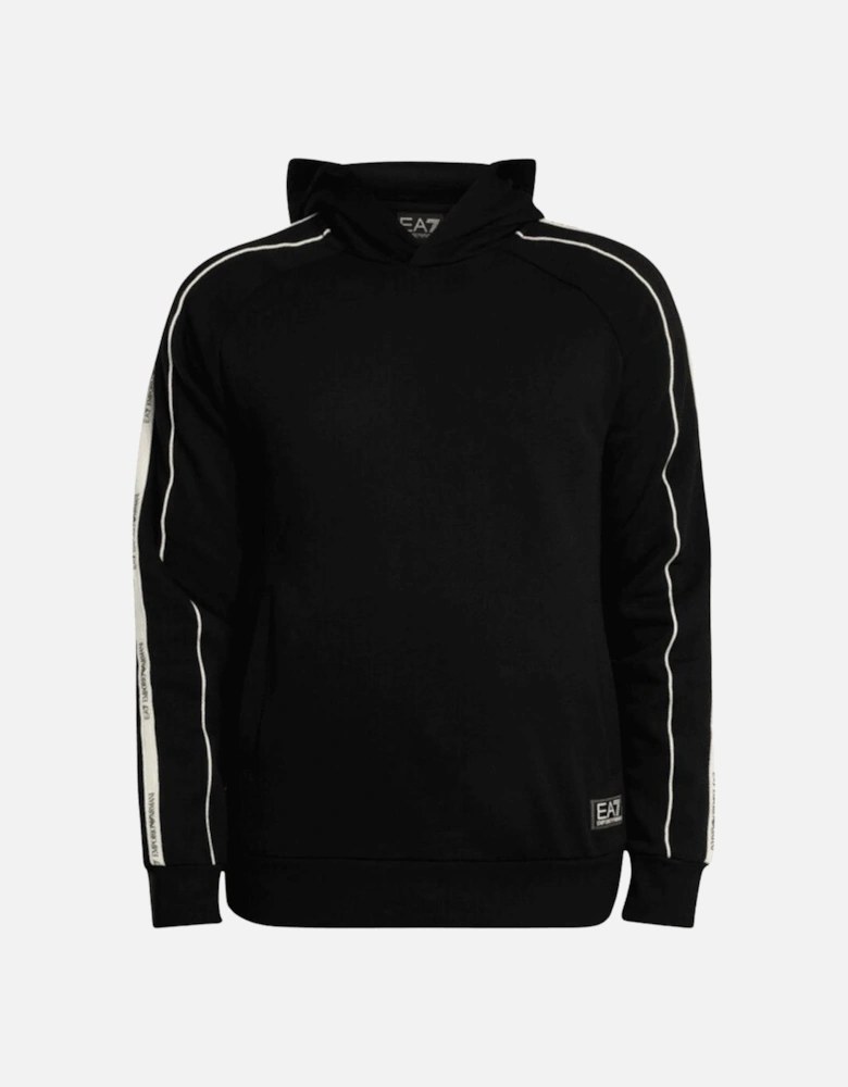 Tape Logo Overhead Hooded Black Tracksuit