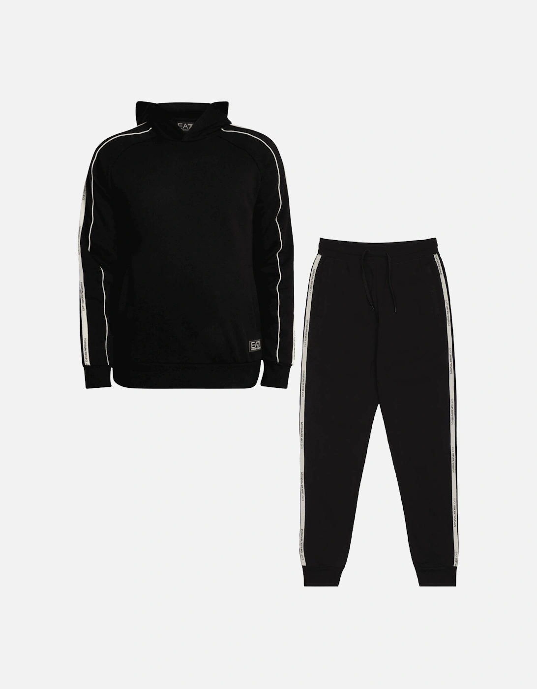 Tape Logo Overhead Hooded Black Tracksuit, 7 of 6