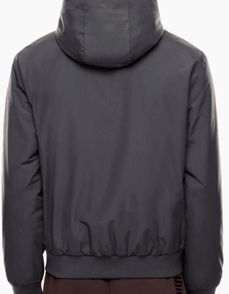 Technical Fabric hooded Grey Bomber Jacket