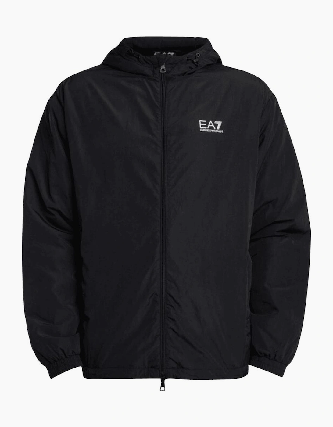 EA7 Men's Core ID Lightwieight Hooded Black Jacket - Size: 42/Regular