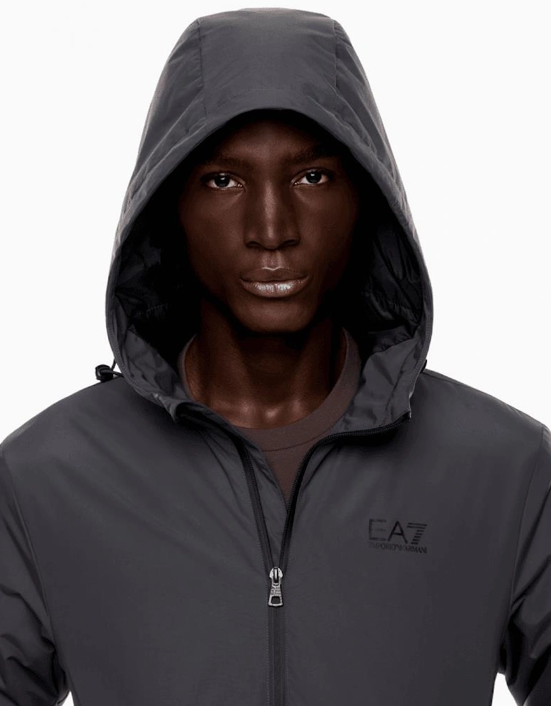 Technical Fabric hooded Grey Bomber Jacket