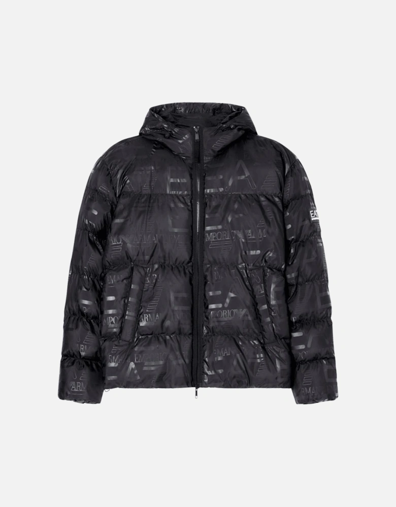 All-Over Logo Black Puffer Jacket