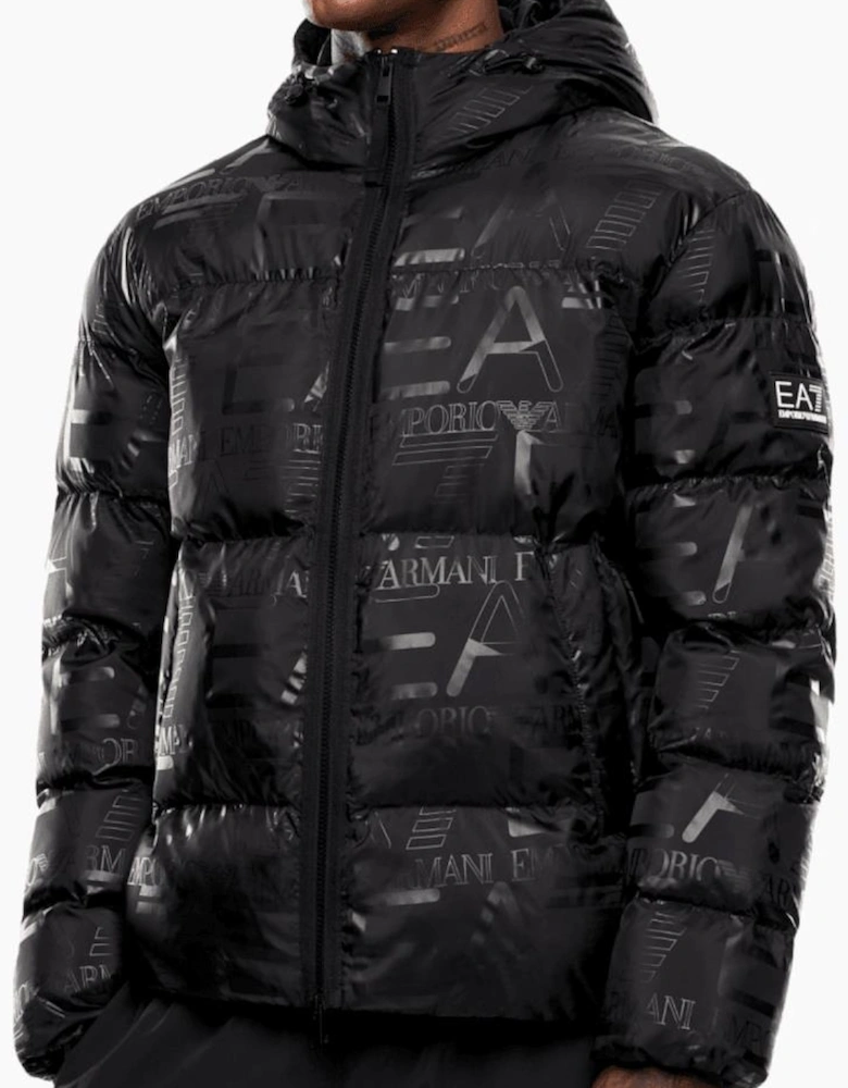All-Over Logo Black Puffer Jacket
