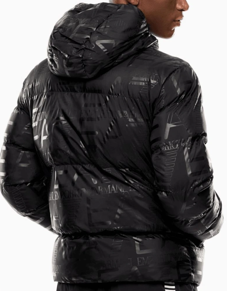 All-Over Logo Black Puffer Jacket