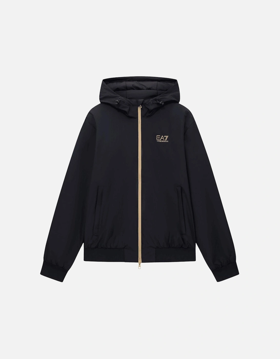 Technical Fabric hooded Black/Gold Bomber Jacket, 4 of 3