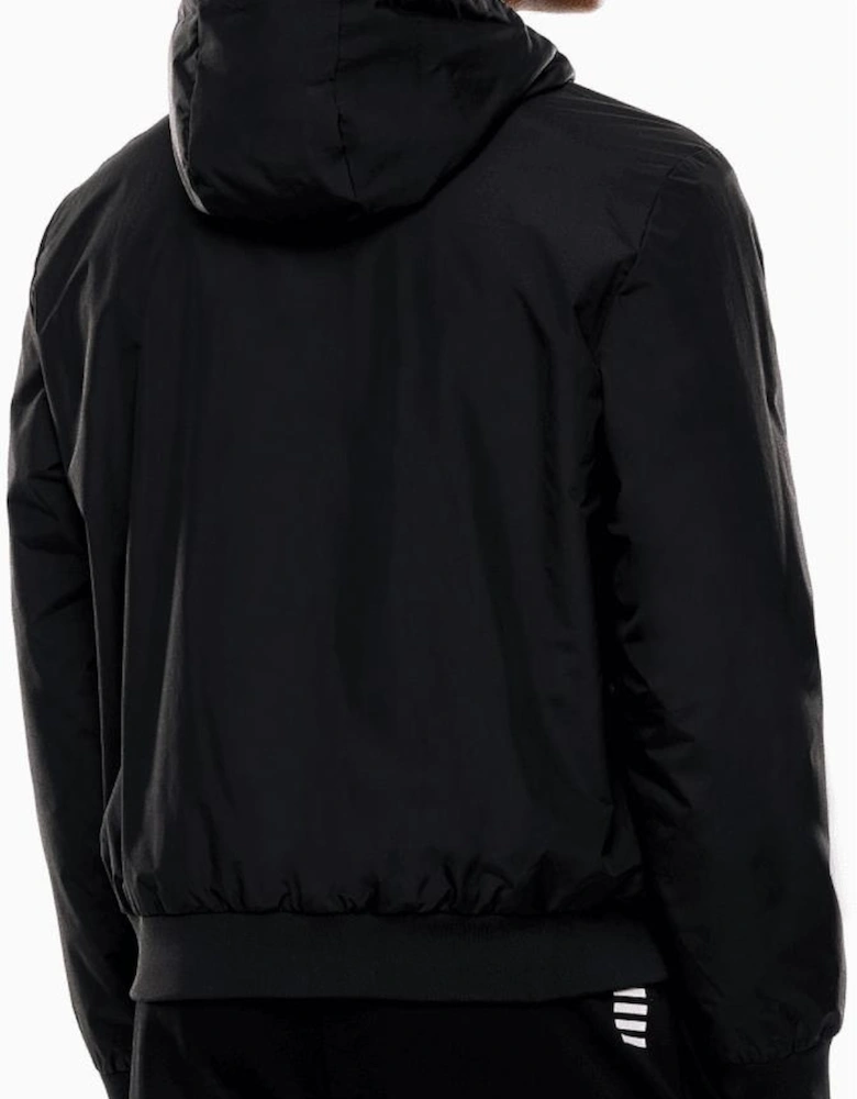Technical Fabric hooded Black/Gold Bomber Jacket