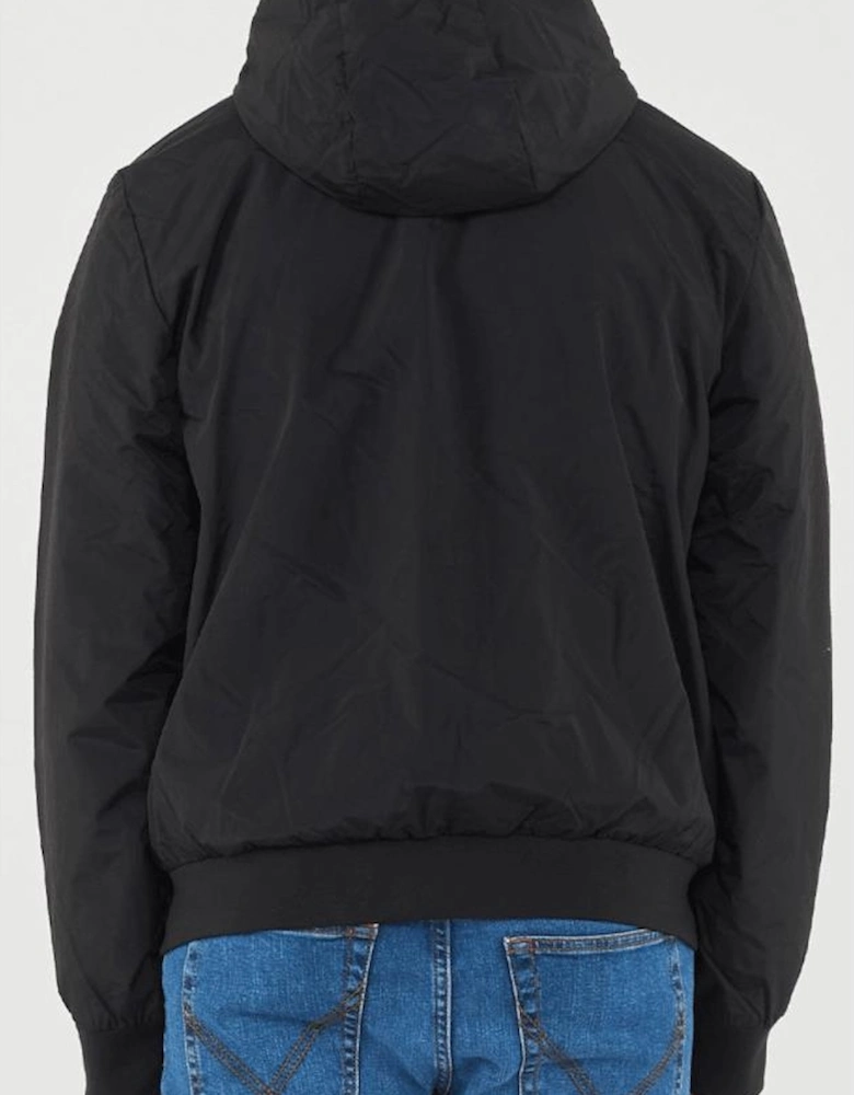 Technical Fabric hooded Black Bomber Jacket