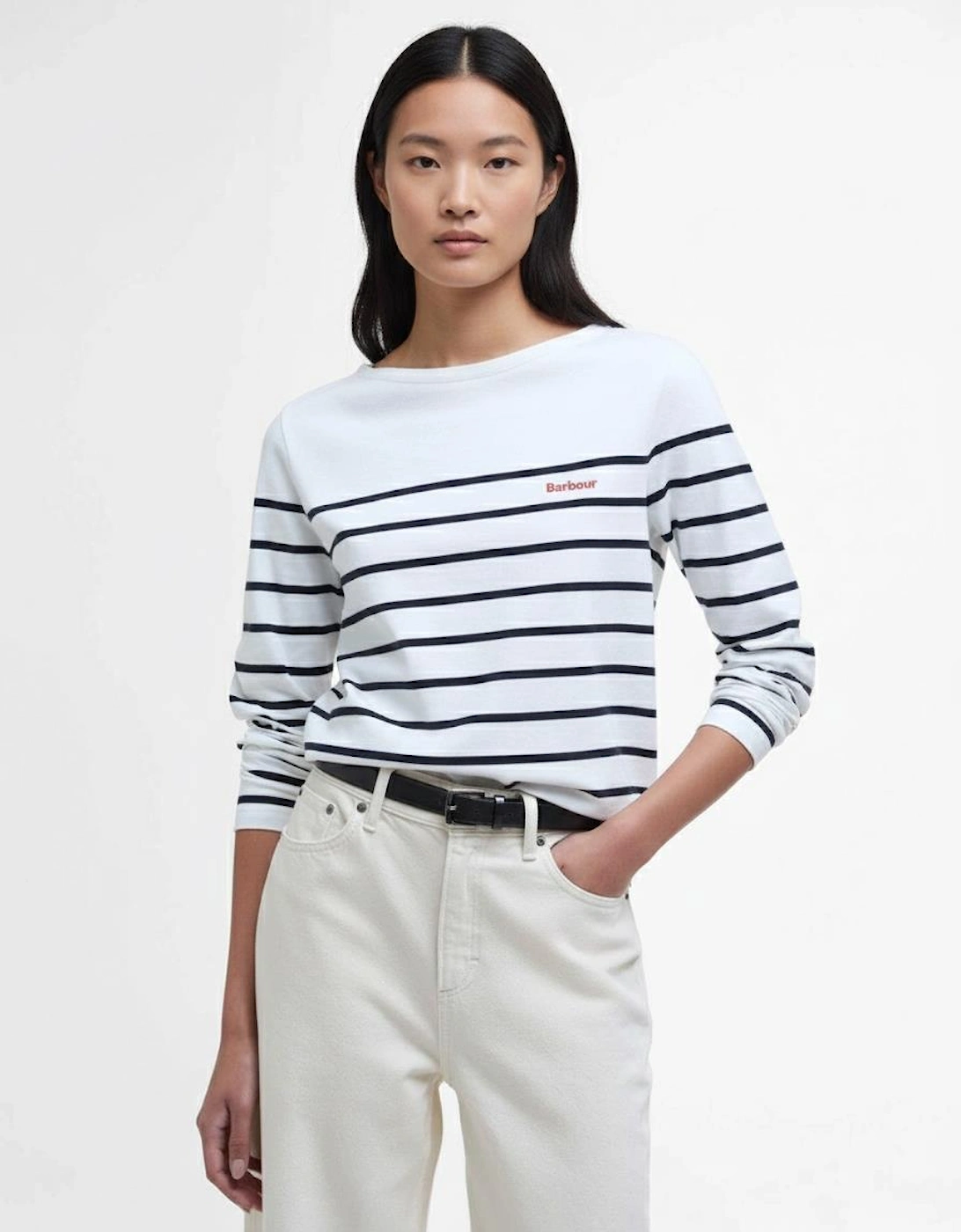 Bradley Womens Long Sleeve Striped Top - Cloud Stripe