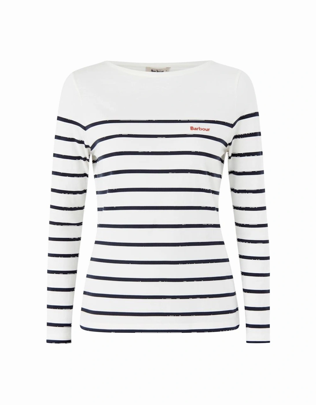 Women's Barbour Bradley Womens Long Sleeve Striped Top - Cloud Stripe - White - Size: 8