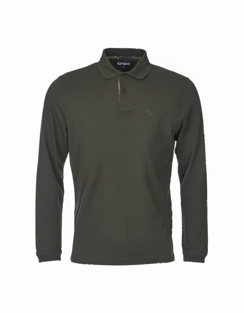 Sports Mens Long Sleeve Polo Shirt - Forest