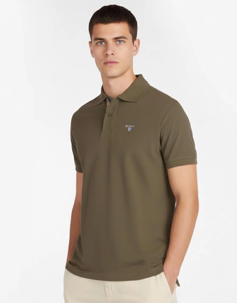 Tartan Pique Mens Polo S/S 25 - Dark Olive/Classic
