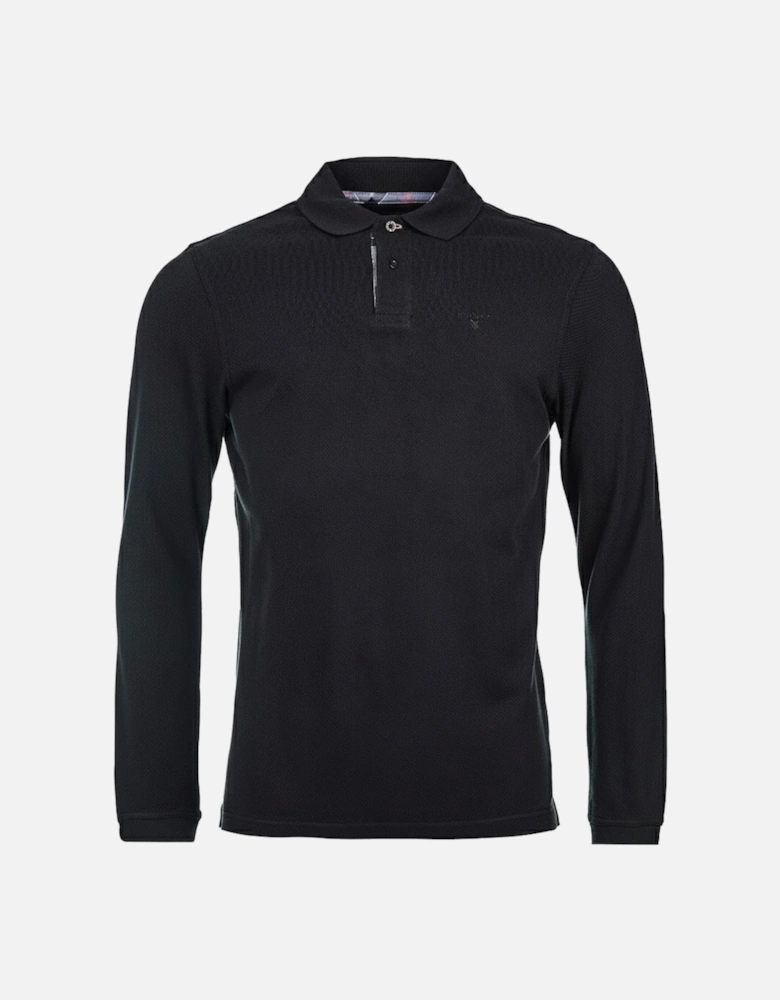 Sports Mens Long Sleeve Polo Shirt - Black