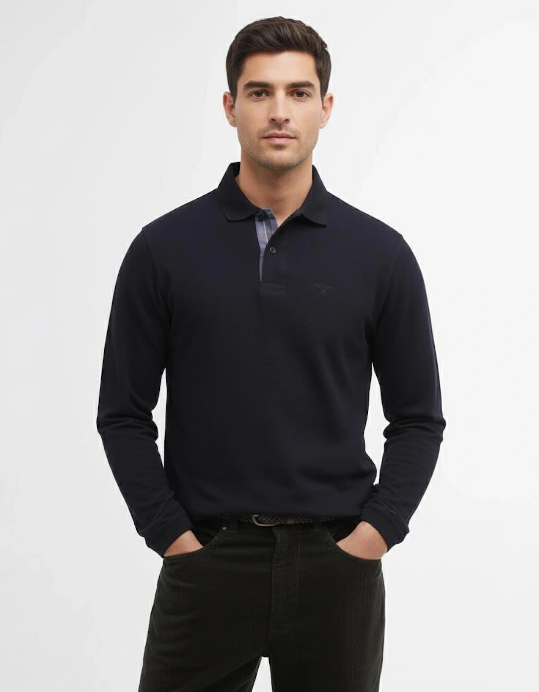 Sports Mens Long Sleeve Polo Shirt - Black