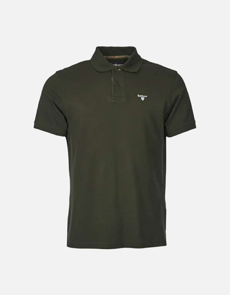 Tartan Pique Mens Polo - Forest Green