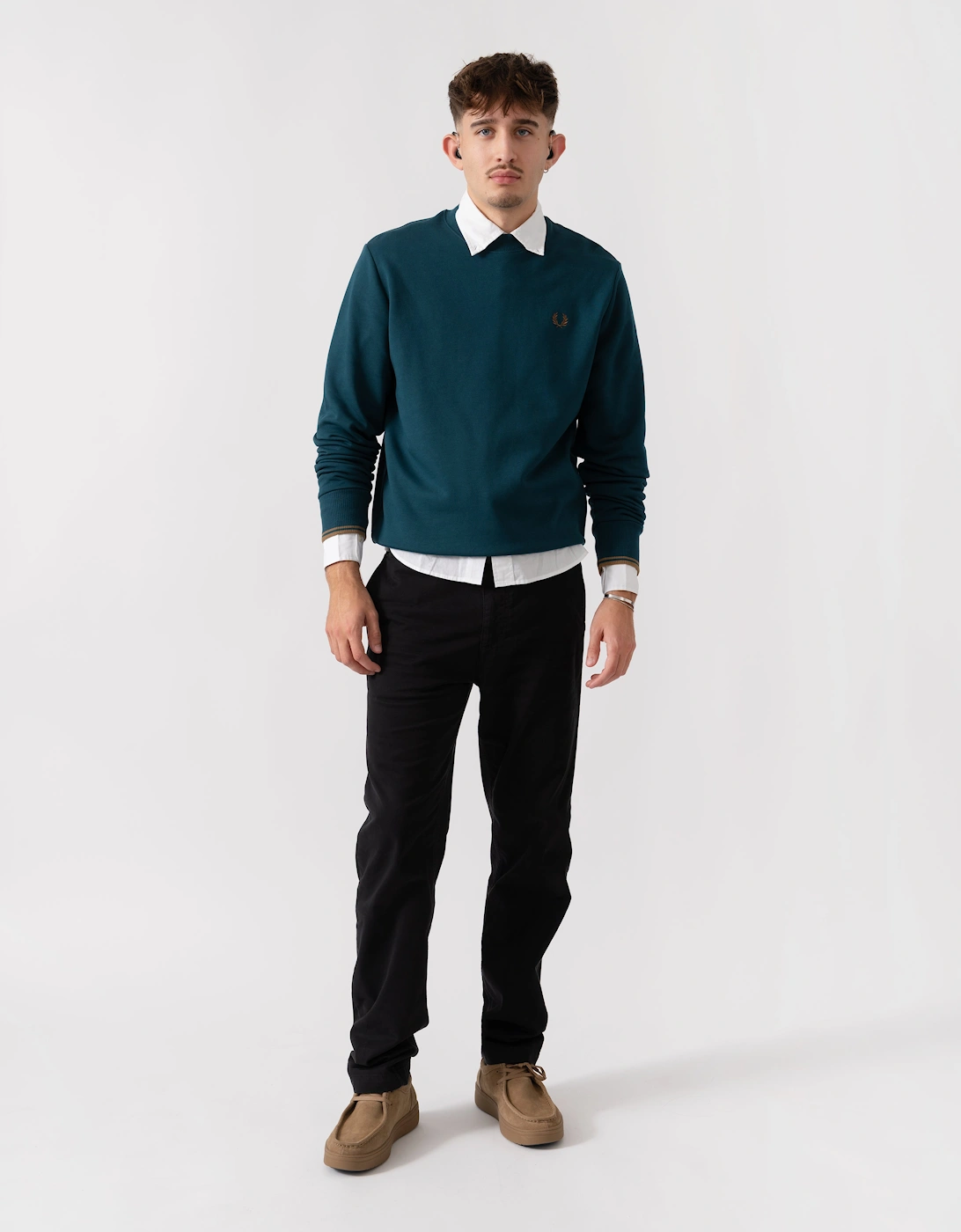 Mens Crew Neck Sweatshirt - Dark Petrol/Shaded Stone Z48