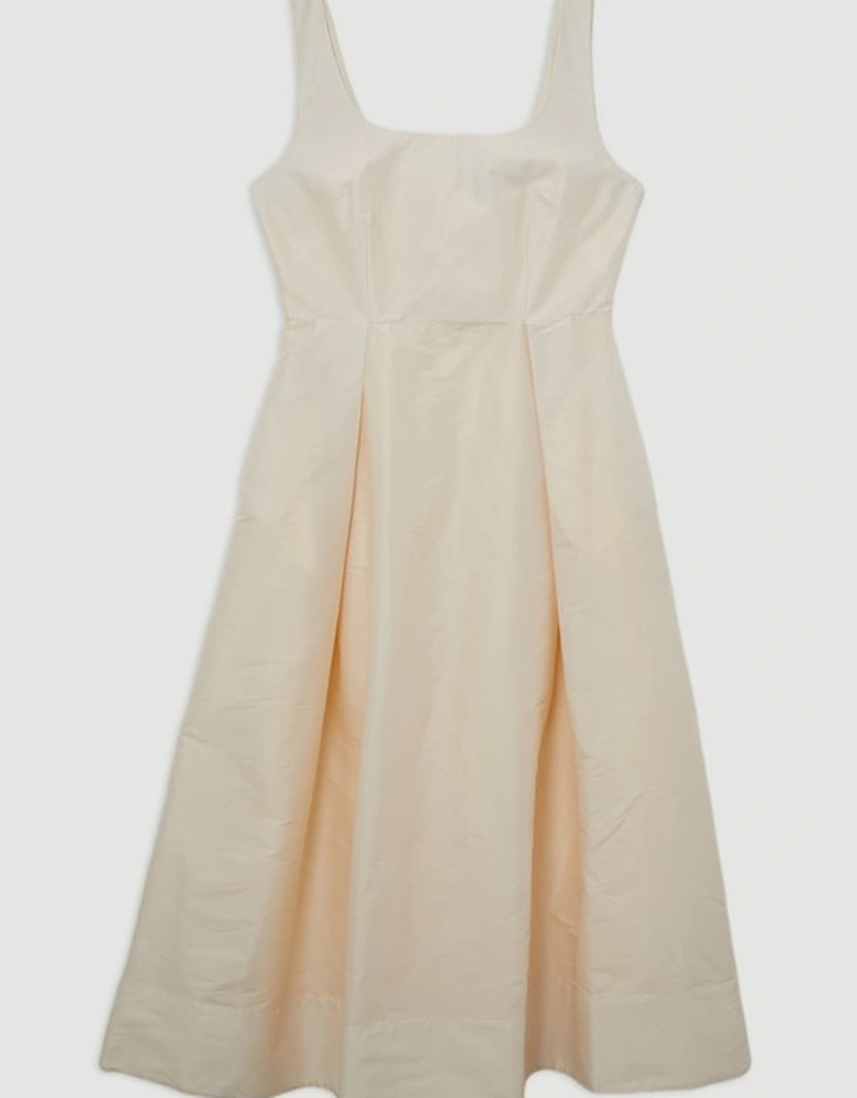 Taffeta Full Skirt Tailored Midi Dress
