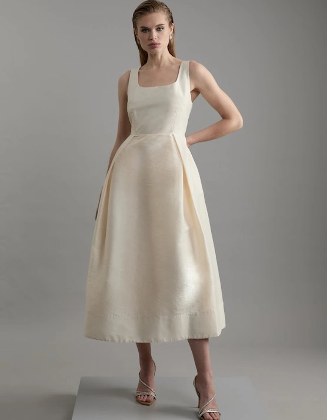 Taffeta Full Skirt Tailored Midi Dress, 5 of 4
