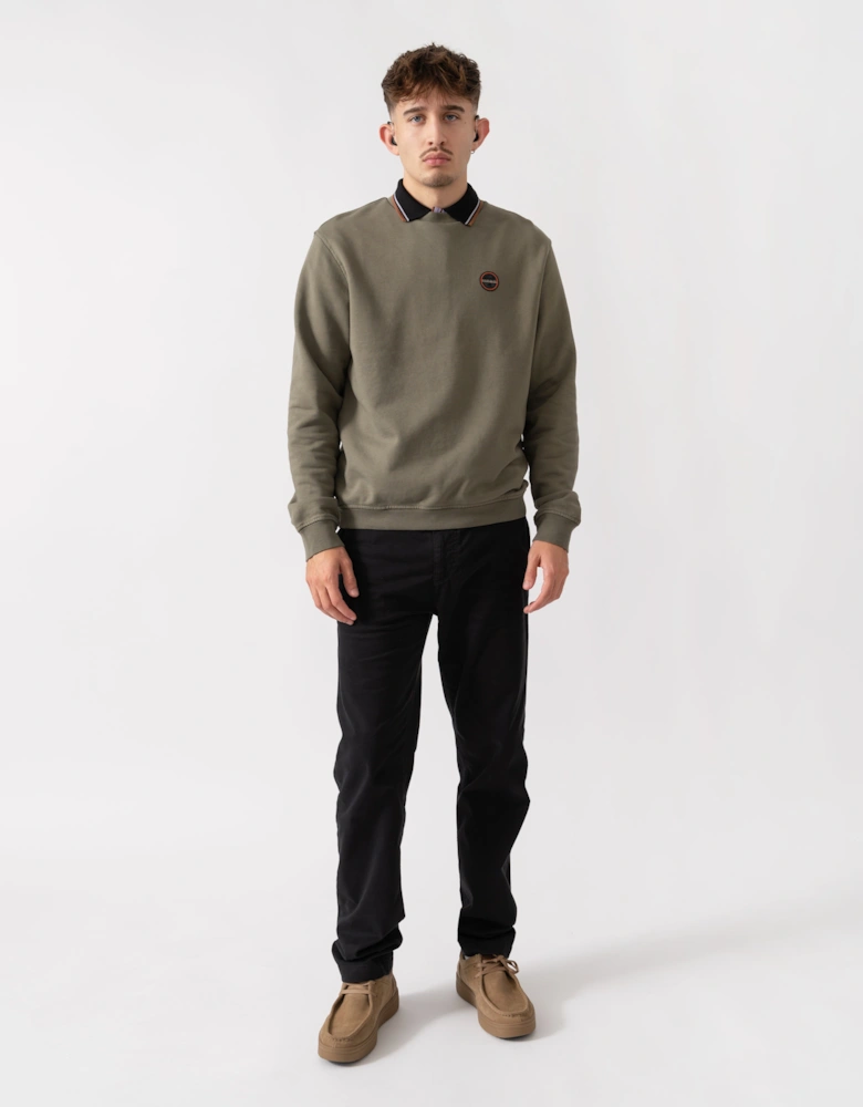 Badge Mens Crew Neck Sweatshirt - Tea Leaf G0A