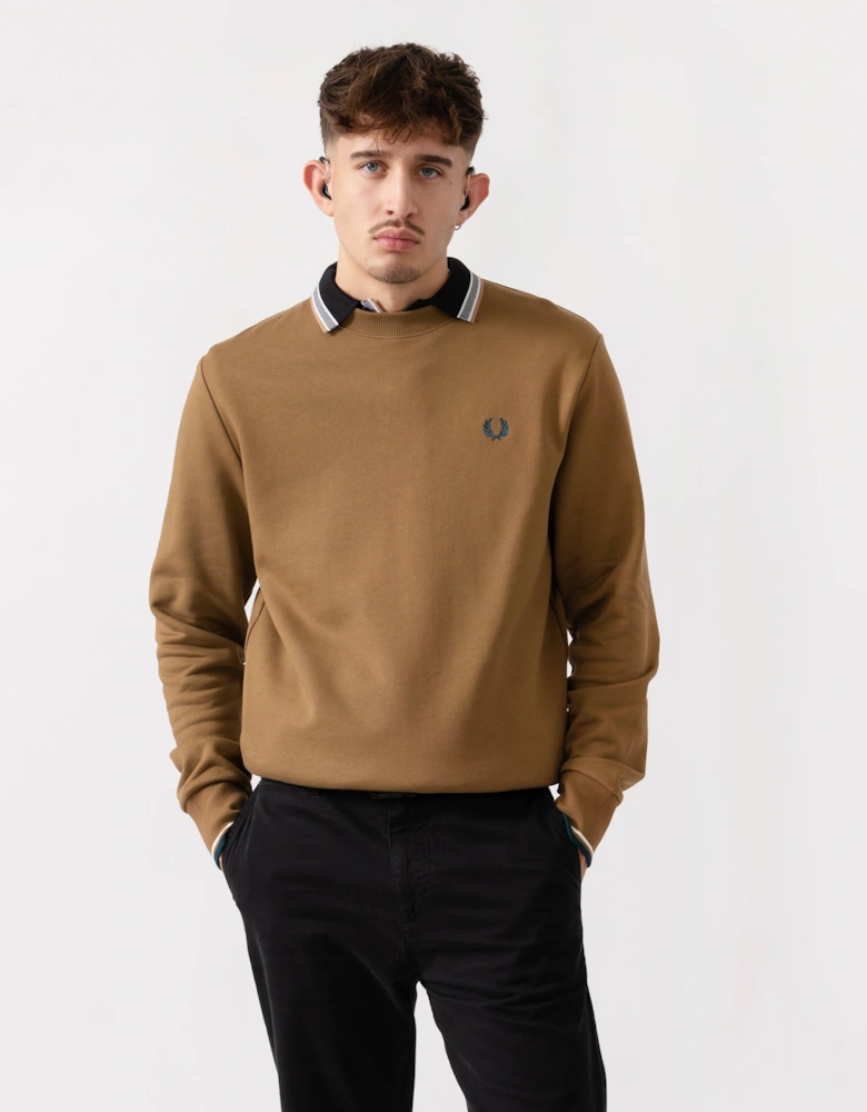 Mens Crew Neck Sweatshirt - Shaded Stone/Ecru/Dark Petrol Z60