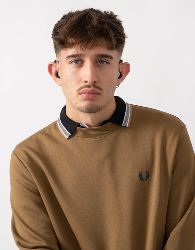Mens Crew Neck Sweatshirt - Shaded Stone/Ecru/Dark Petrol Z60