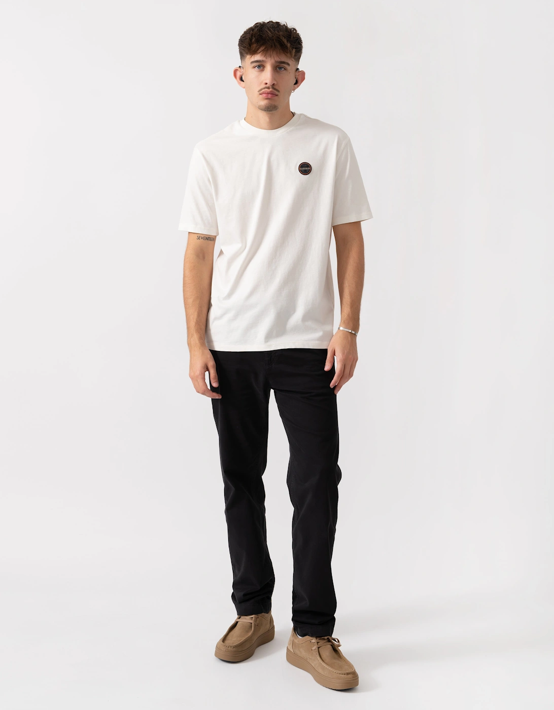 Badge Mens Short Sleeve T-Shirt - White Heron 206