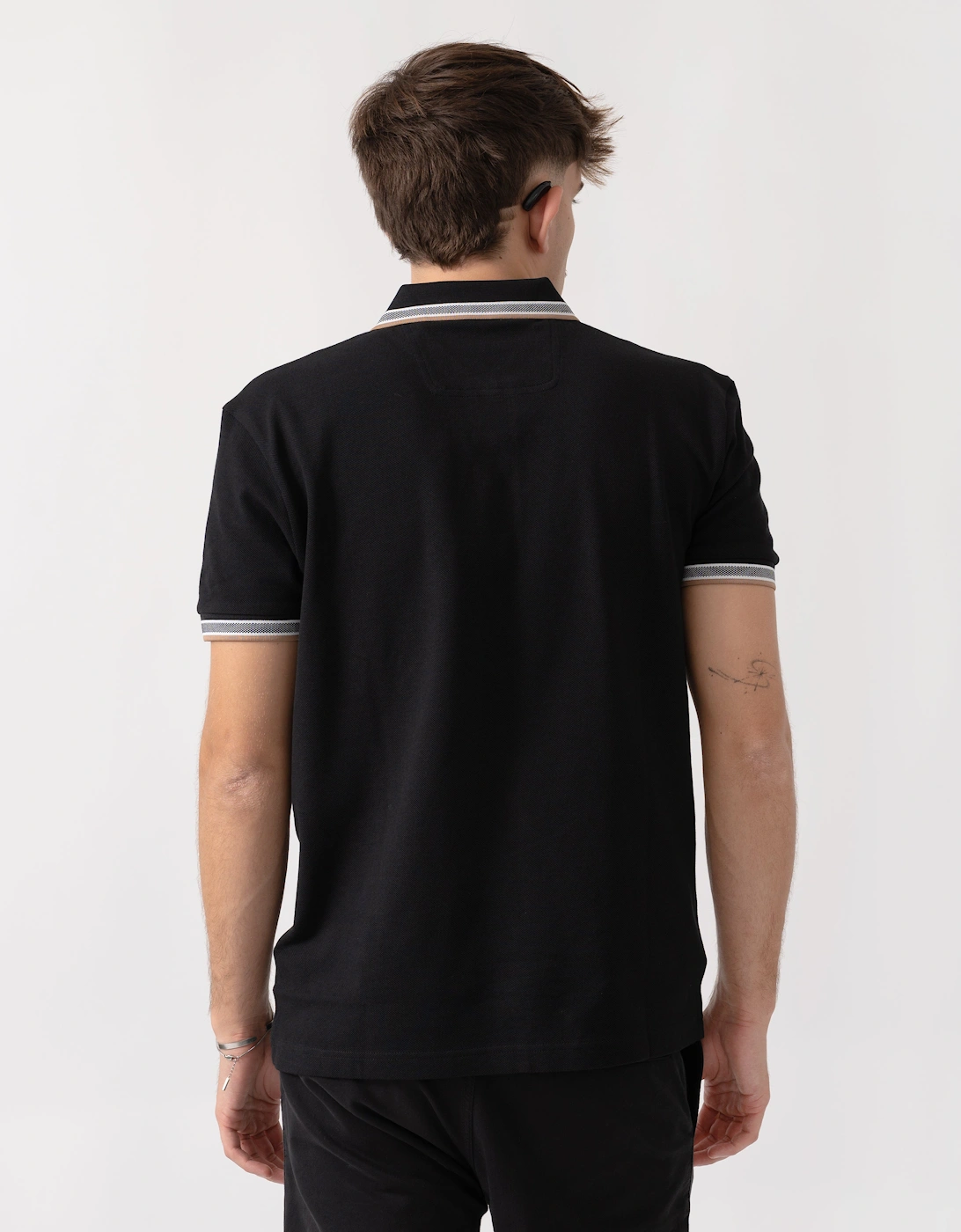 BOSS Green Paddy Mens Cotton-Piqué Polo Shirt with Contrast Logo - Grey 020