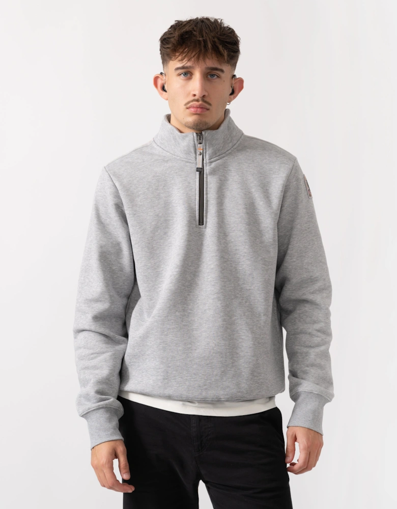 Broad Peak Mens Half Zip Sweatshirt - Ash Grey Melange 608