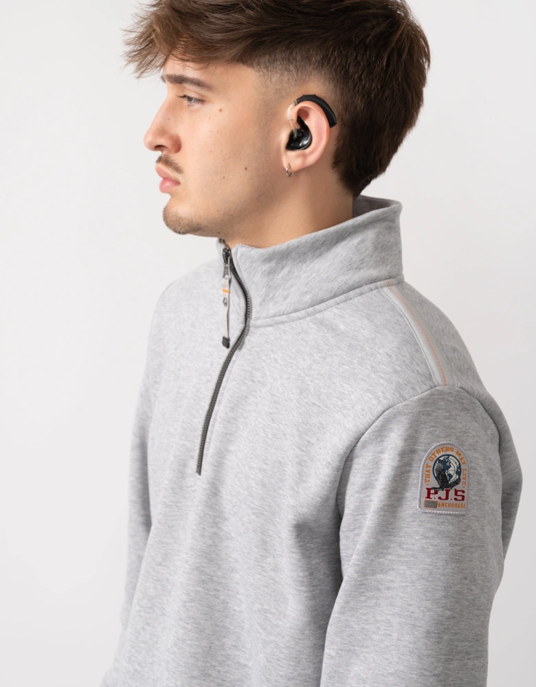 Broad Peak Mens Half Zip Sweatshirt - Ash Grey Melange 608