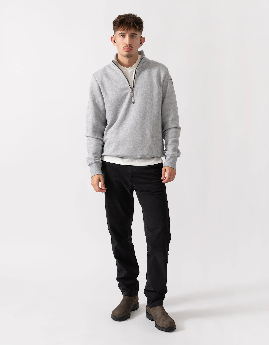 Broad Peak Mens Half Zip Sweatshirt - Ash Grey Melange 608