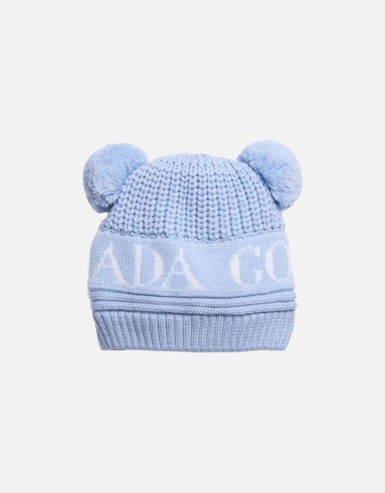 Kids Double Pom Hat Blue