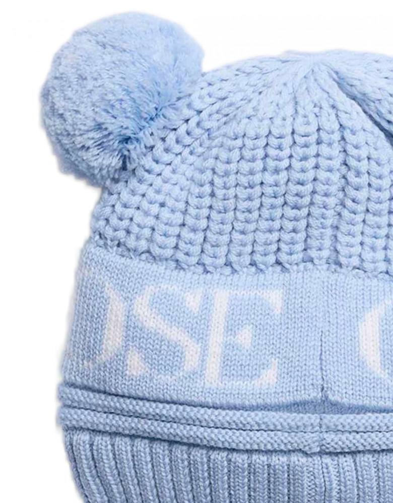 Kids Double Pom Hat Blue