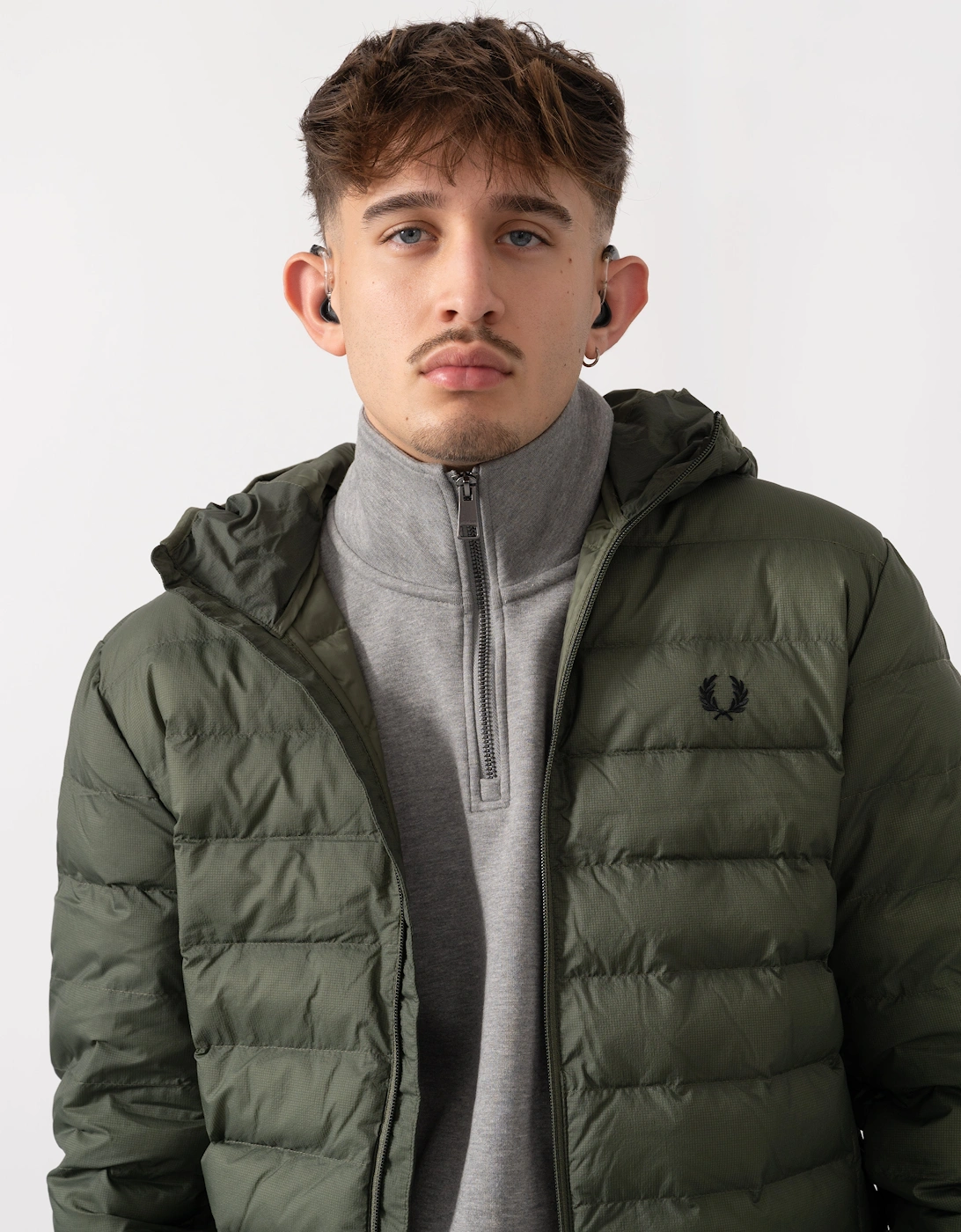 Mens Hooded Padded Jacket - Laurel Wreath Green X21