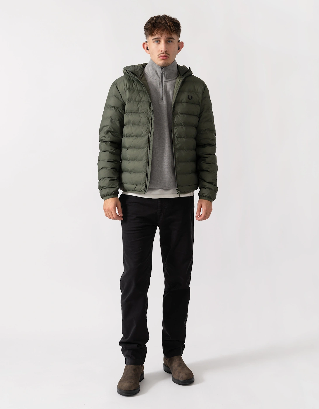 Mens Hooded Padded Jacket - Laurel Wreath Green X21