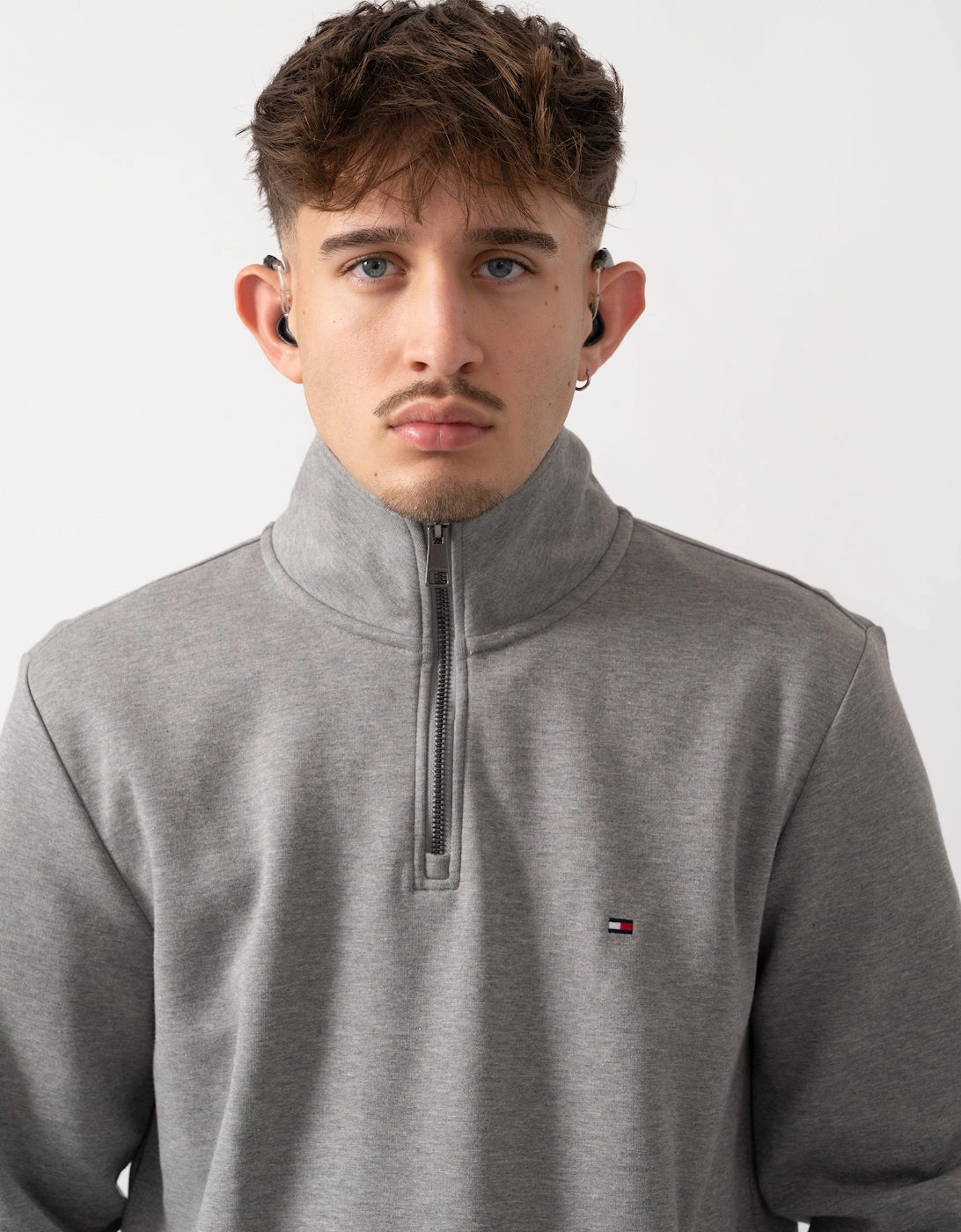 Essential Intechno Mens Half Zip Sweatshirt - Medium Grey Heather