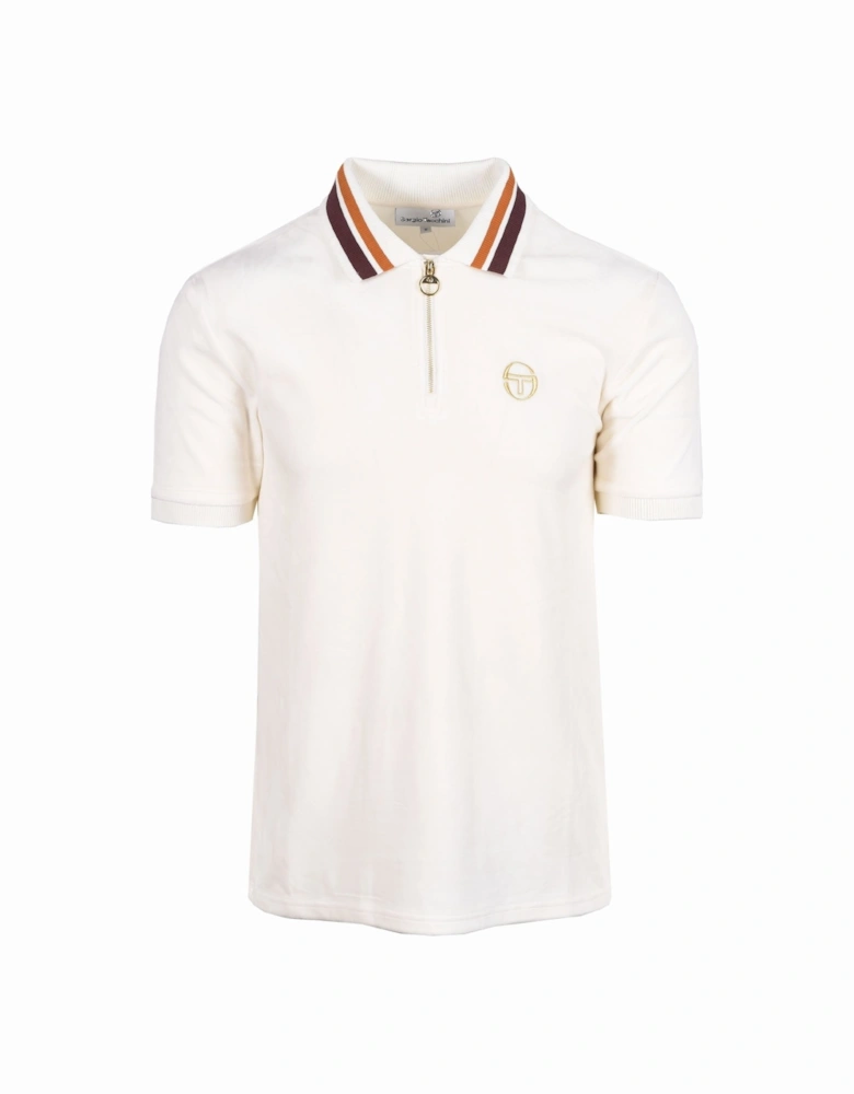 Mahony Half Zip Velour Polo Gardenia/Gold