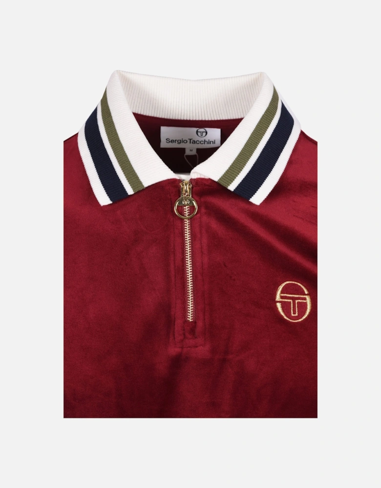 Mahony Half Zip Velour Polo Rhubarb/Gold