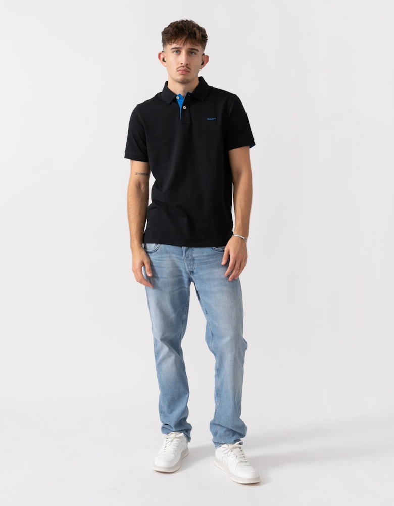 Regular Fit Short Sleeve Contrast Pique Rugger - 5 Black