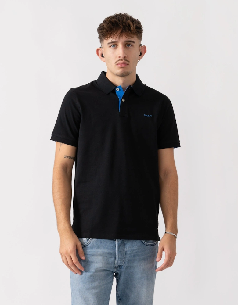 Regular Fit Short Sleeve Contrast Pique Rugger - 5 Black