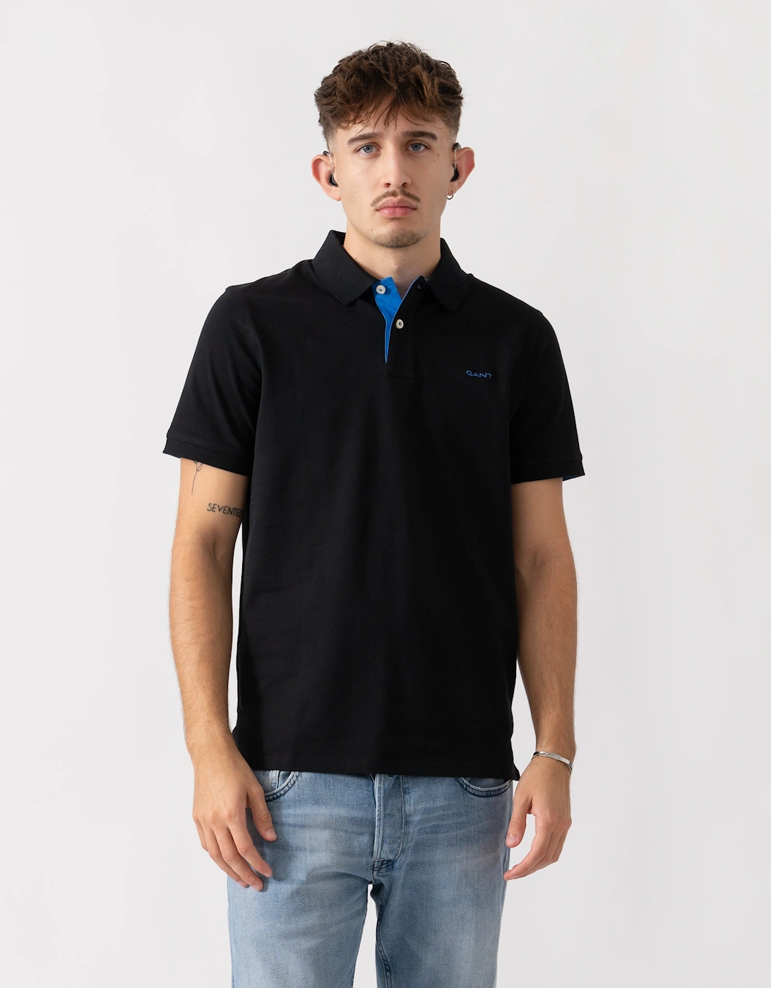Regular Fit Short Sleeve Contrast Pique Rugger - 5 Black, 6 of 5