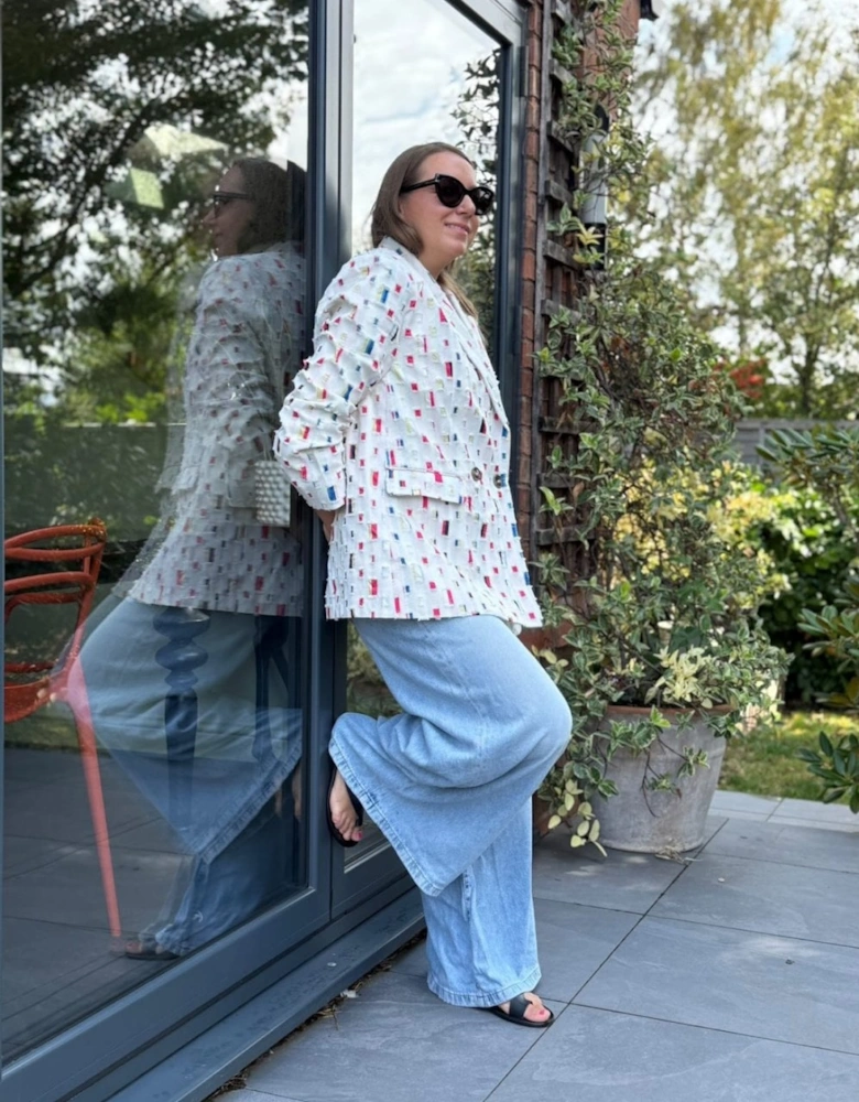 Eco Cotton Denim Geometric Trench Blazer