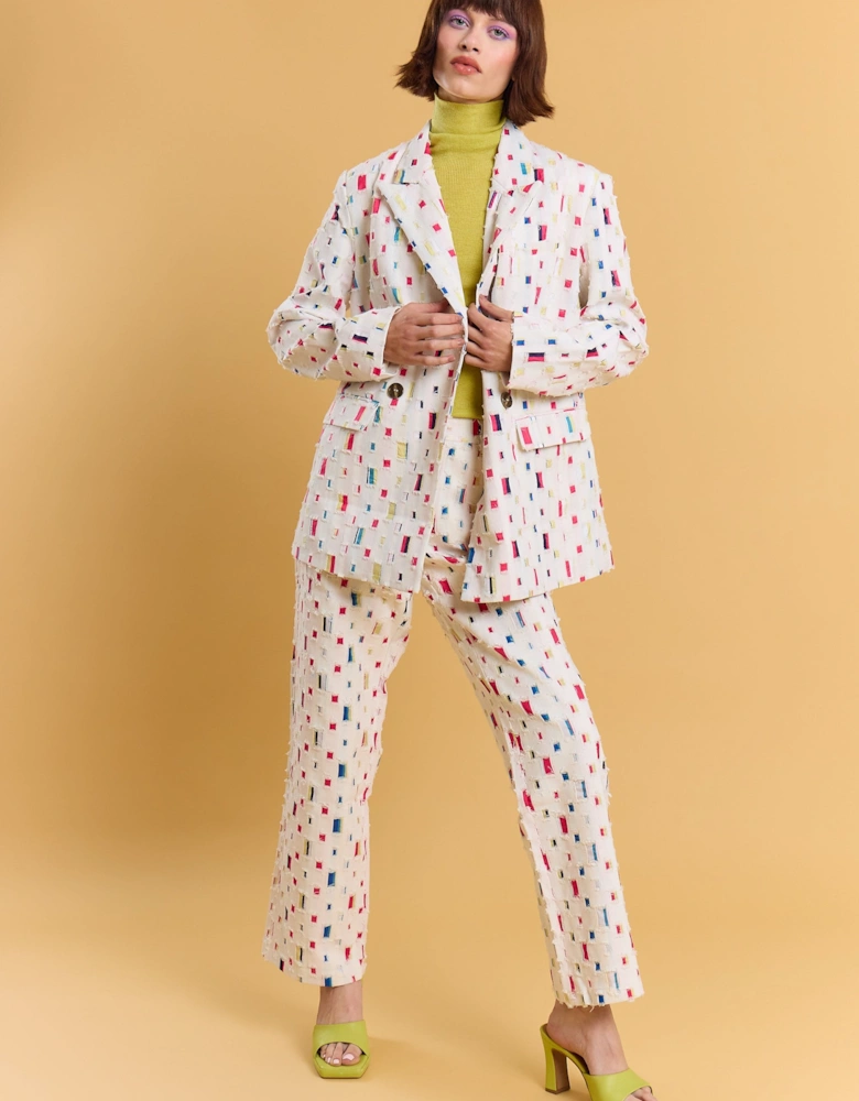 Eco Cotton Denim Geometric Trench Blazer