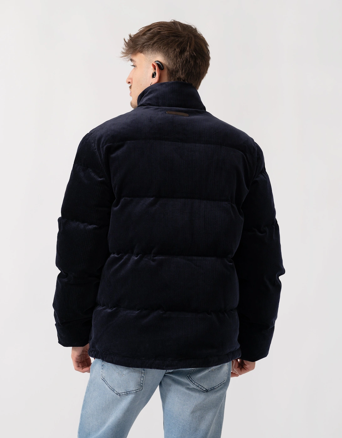 Mens Cord Puffer Jacket - 433 Evening Blue
