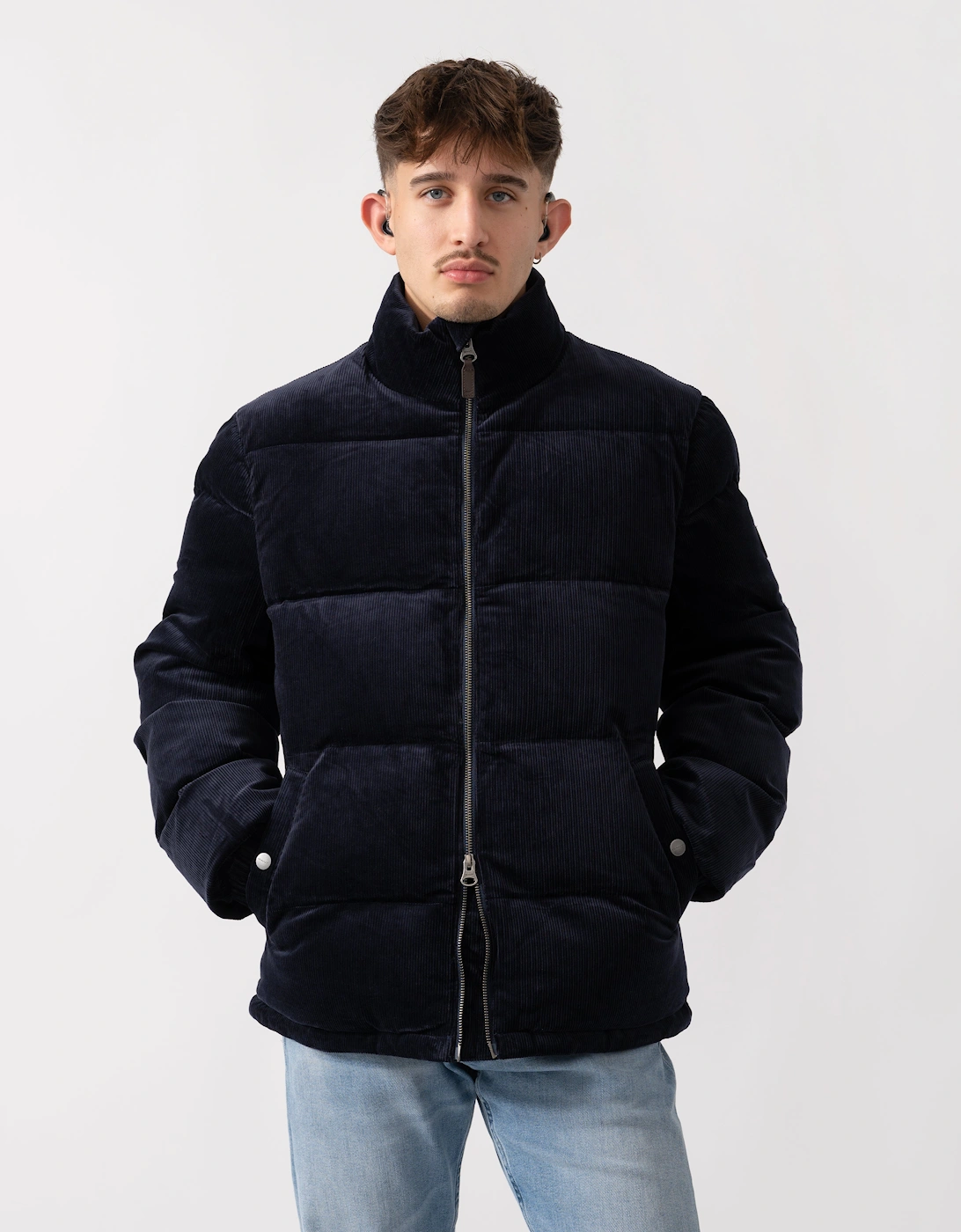 Mens Cord Puffer Jacket - 433 Evening Blue
