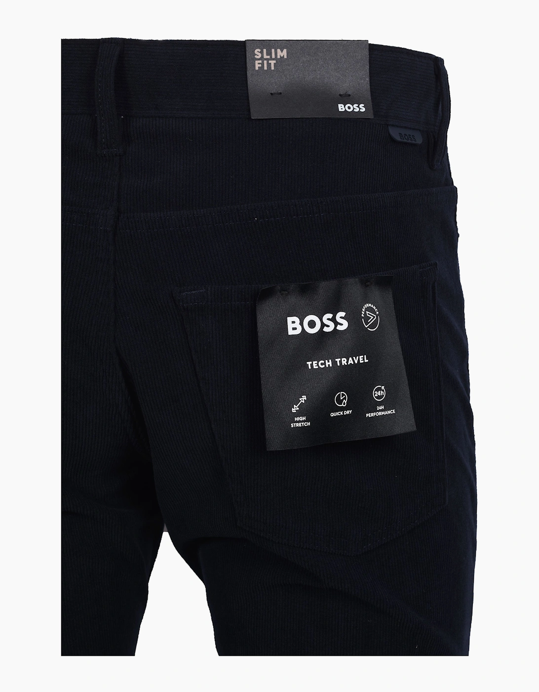 Men's Boss Black Delaware Corduroy Trouser Dark Blue - Navy - Size: 32