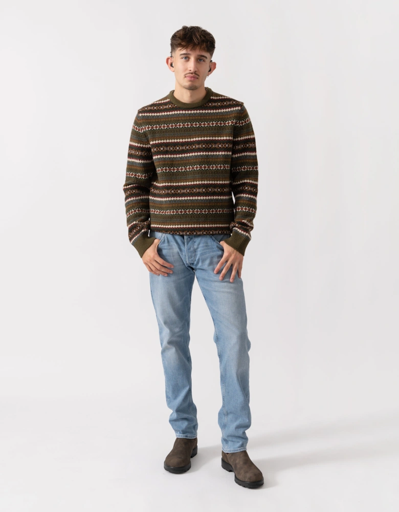 Mens Fair Isle Crew Neck Jumper - 360 Country Green