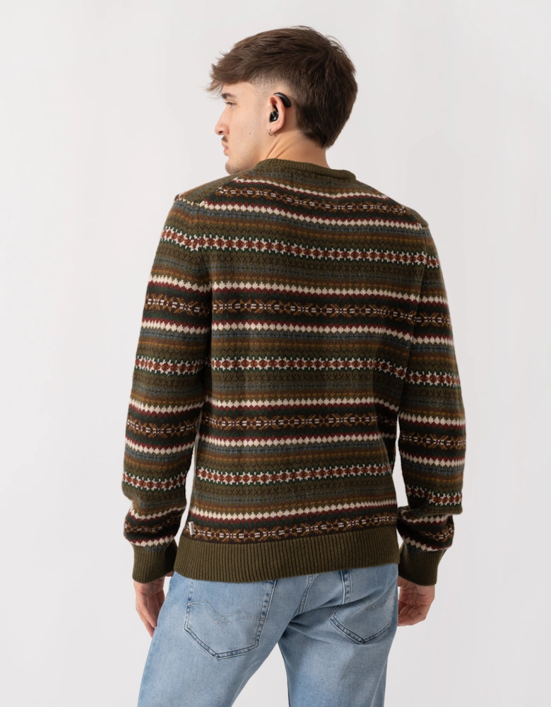 Mens Fair Isle Crew Neck Jumper - 360 Country Green