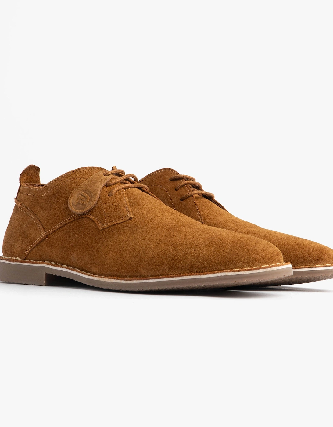 JONAS Mens Suede Desert Shoes Cognac