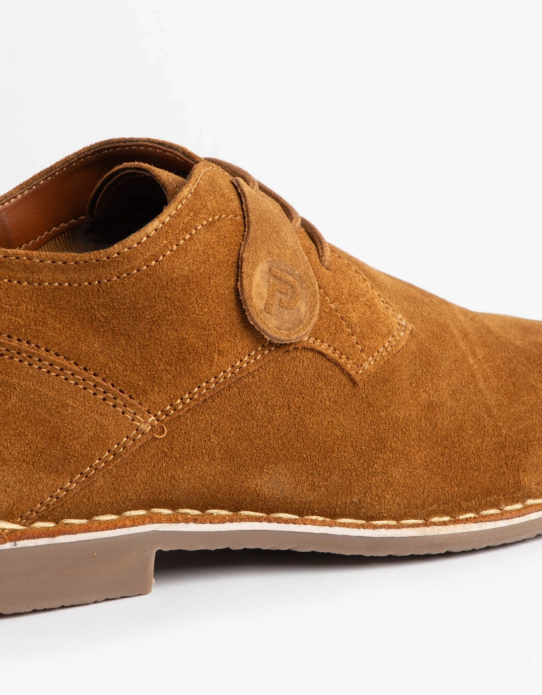 JONAS Mens Suede Desert Shoes Cognac