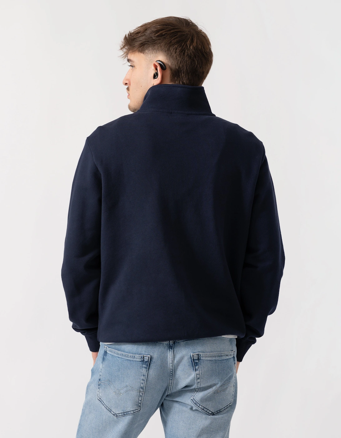 Small Box Mens Half Zip Sweatshirt - Blue Marine 176