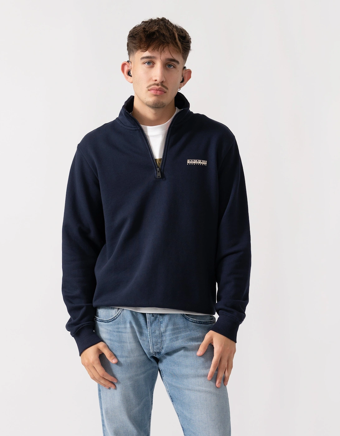 Napapijri Men's Napapijri Small Box Mens Half Zip Sweatshirt - Blue Marine 176